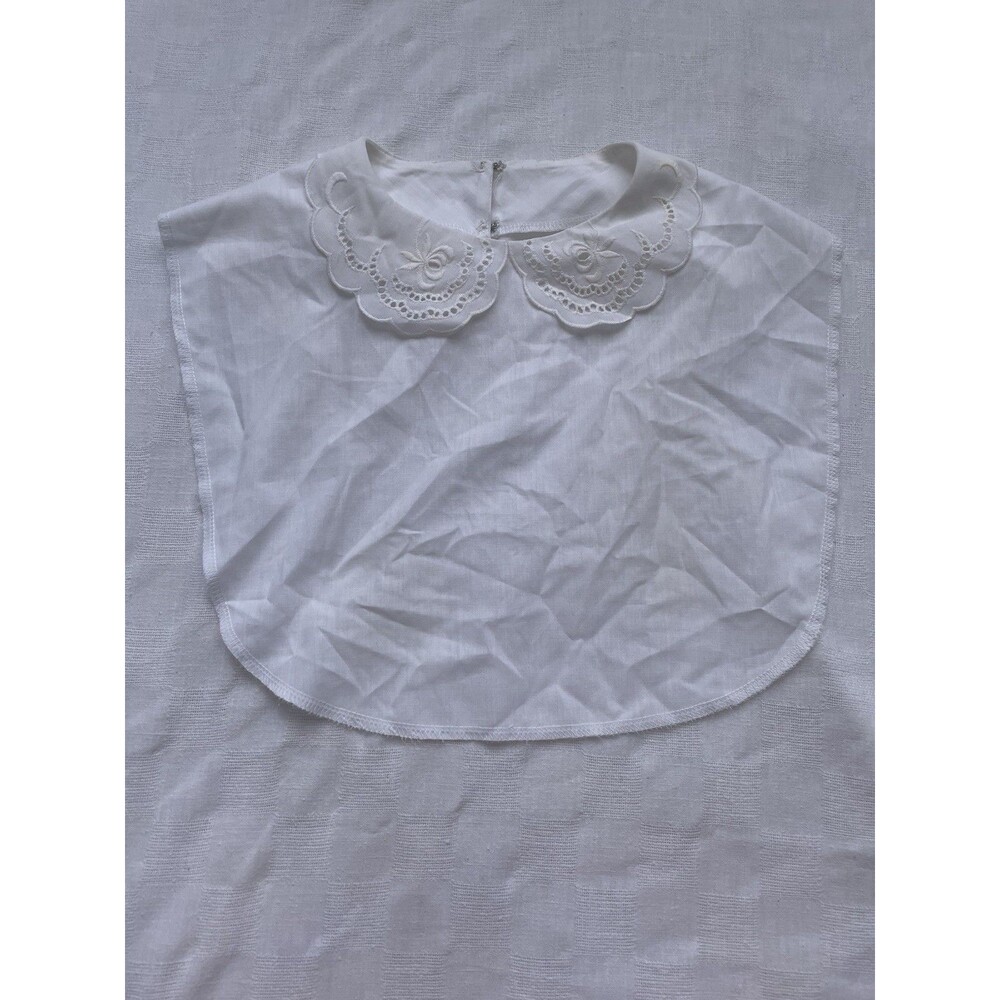 Vintage Cutwork Lace Cotton Dickey Collar Princess Diana White Cottagecore 80s